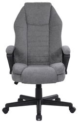 Grauer Homeoffice-Drehstuhl mit Armlehnen und Rollen, Vorderansicht