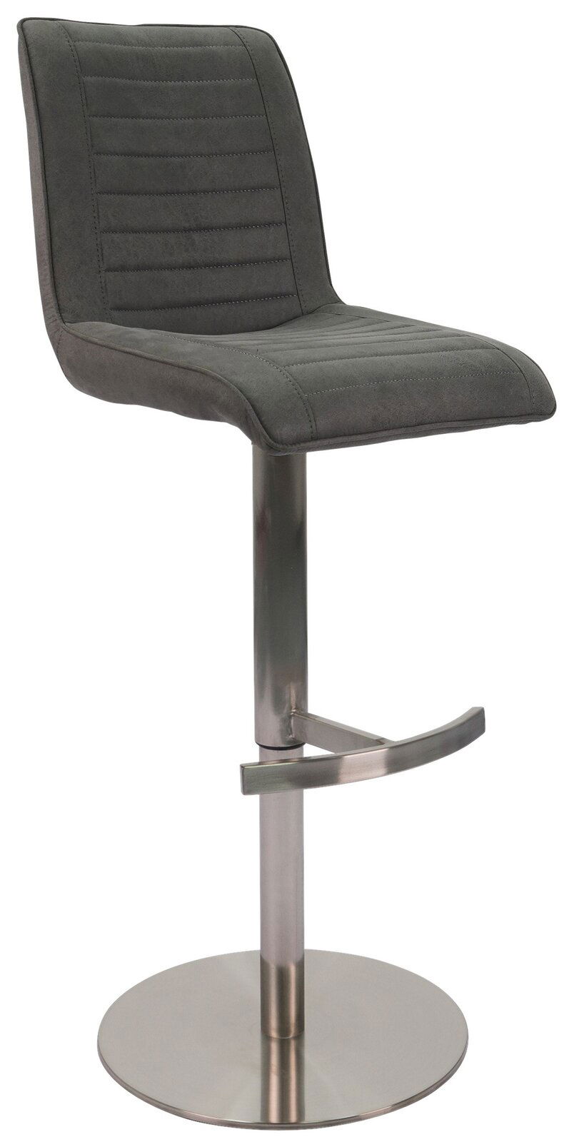 Novel Barstuhl WILLY Moderner Barstuhl mit grauem Polstersitz und verchromtem Fuß, seitliche Perspektive