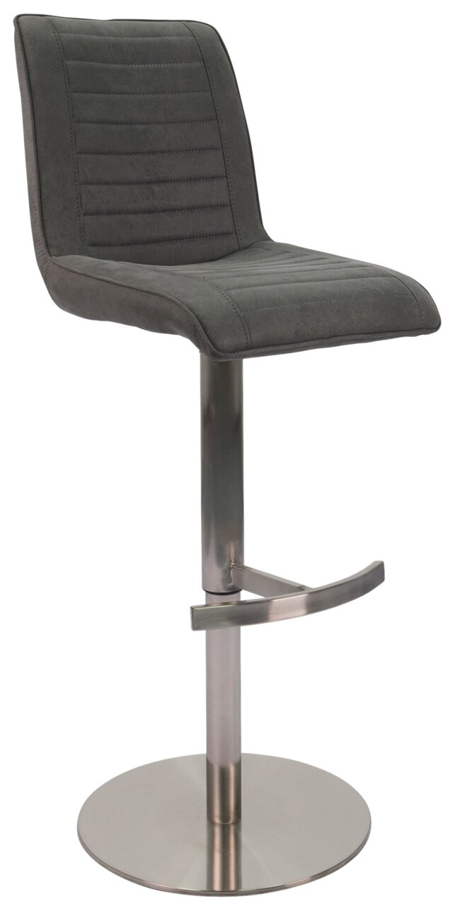 Novel Barstuhl WILLY Moderner Barstuhl mit grauem Polstersitz und verchromtem Fuß, seitliche Perspektive