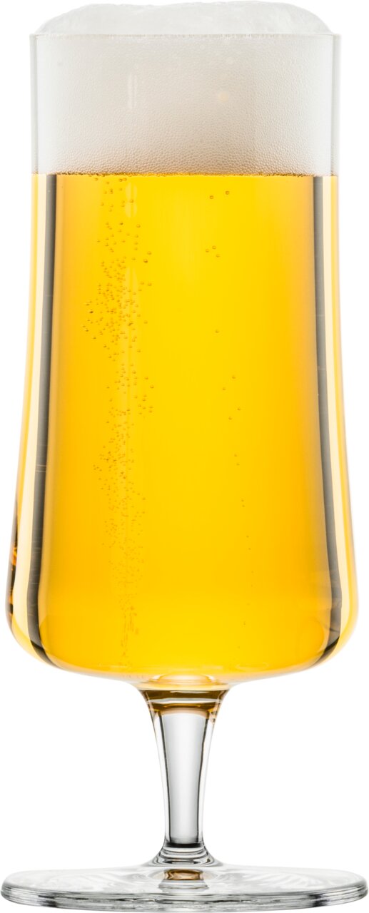 SCHOTT ZWIESEL Set van 4 pilsglazen BEER BASIC Pilsglas met goudkleurig bier en schuimkraag, vooraanzicht