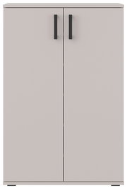 Moderner Schuhschrank mit zwei Türen und schwarzen Griffen, Frontalansicht