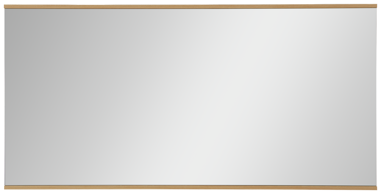 Großer rechteckiger XL-Spiegel mit Holzrahmen, Frontalansicht