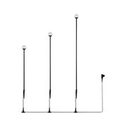 3er-Set LED-Gartenleuchten in unterschiedlicher Höhe, seitliche Perspektive