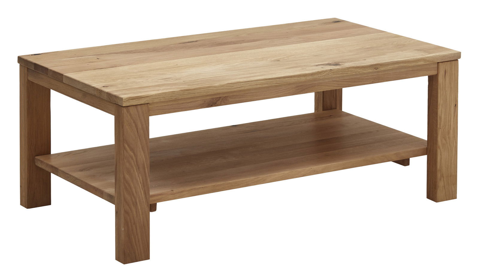 Holz-Couchtisch JERRY mit rechteckiger Tischplatte und zusätzlicher Ablagefläche, seitliche Perspektive