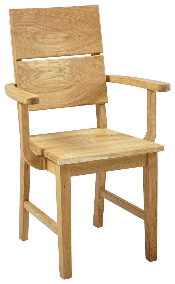 Linea Natura Sessel Holzsitz ARNOLD Holzstuhl mit Armlehnen aus hellem Holz, seitliche Perspektive