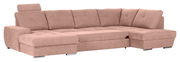 Beige Ecksofa mit Ottomane links, moderne Polsterung, Frontansicht