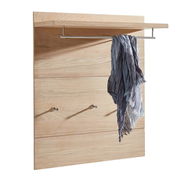 Garderobenpaneel aus Holz mit Kleiderstange und Haken, seitliche Perspektive