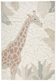 Kinderteppich mit Giraffenmotiv und Blättern, Draufsicht