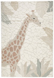 Kinderteppich mit Giraffenmotiv und Blättern, Draufsicht
