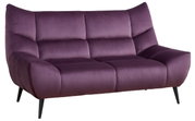 Lila 2-Sitzer Sofa mit Samtbezug, moderne Form, schwarze Beine, seitliche Perspektive