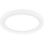 Runde, flache LED-Deckenleuchte in Weiß, seitliche Perspektive