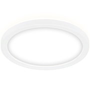 Runde, flache LED-Deckenleuchte in Weiß, seitliche Perspektive
