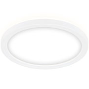 Runde, flache LED-Deckenleuchte in Weiß, seitliche Perspektive