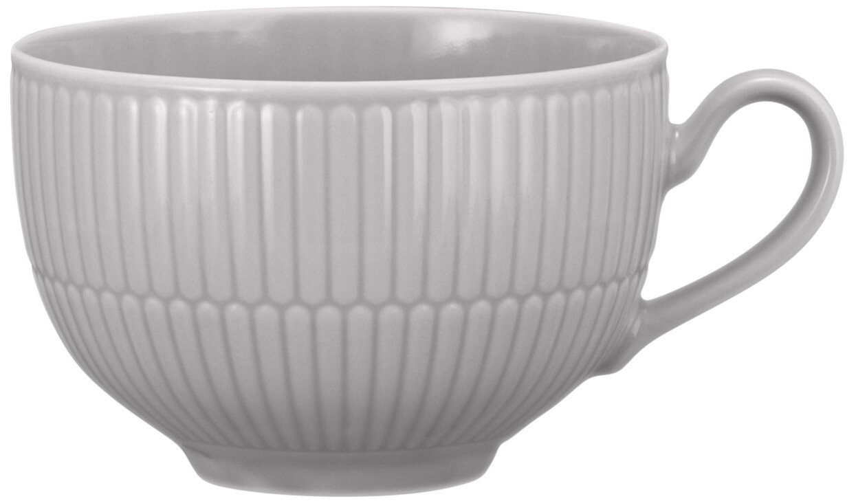 Seltmann Weiden Milchkaffeetasse AMINA Graue Milchkaffeeobertasse mit geriffeltem Design, seitliche Perspektive