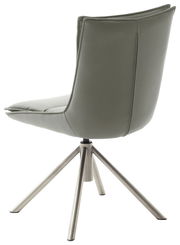 Moderner Stuhl mit grauem Polster und Metallbeinen, Rückansicht