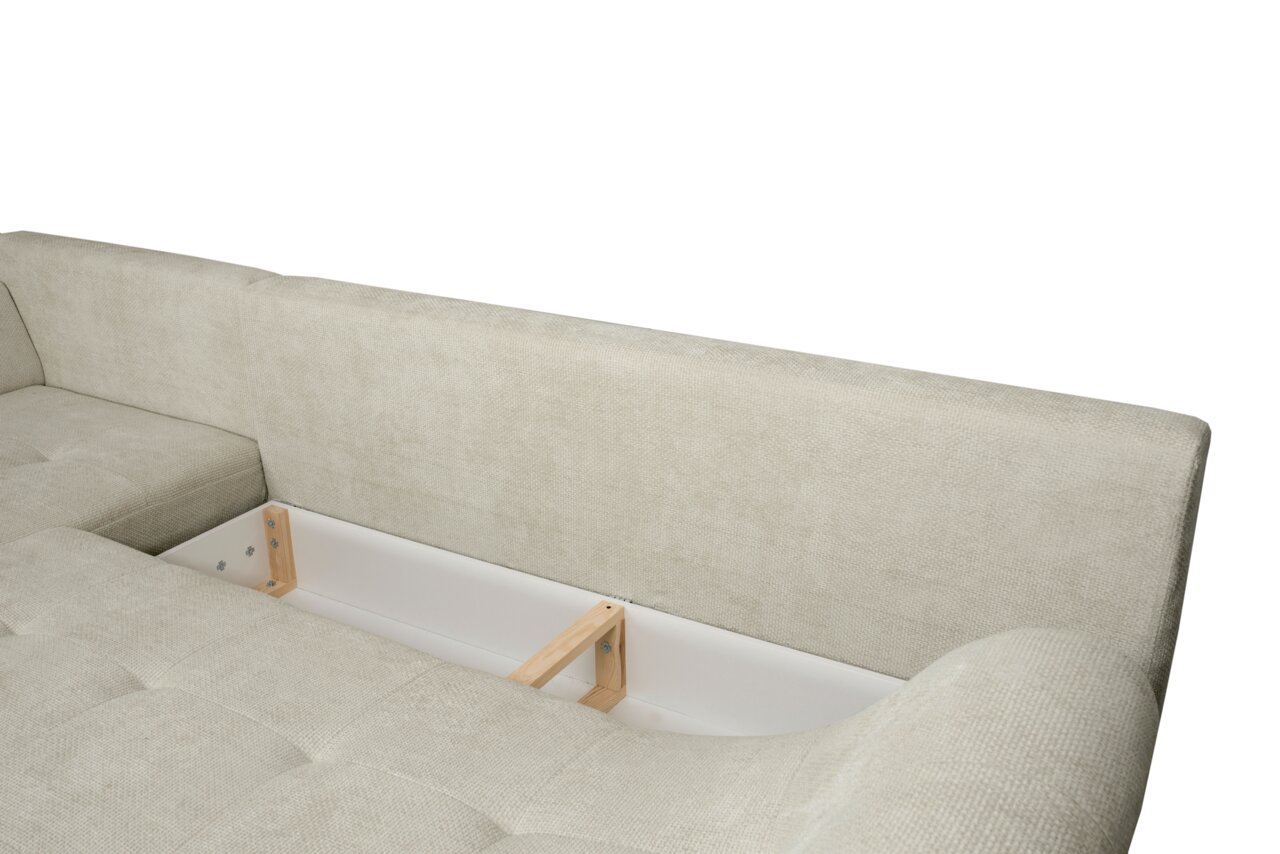 Beige Ecksofa mit Stauraum, Perspektive von oben