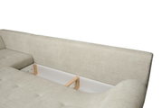 Beige Ecksofa mit Stauraum, Perspektive von oben