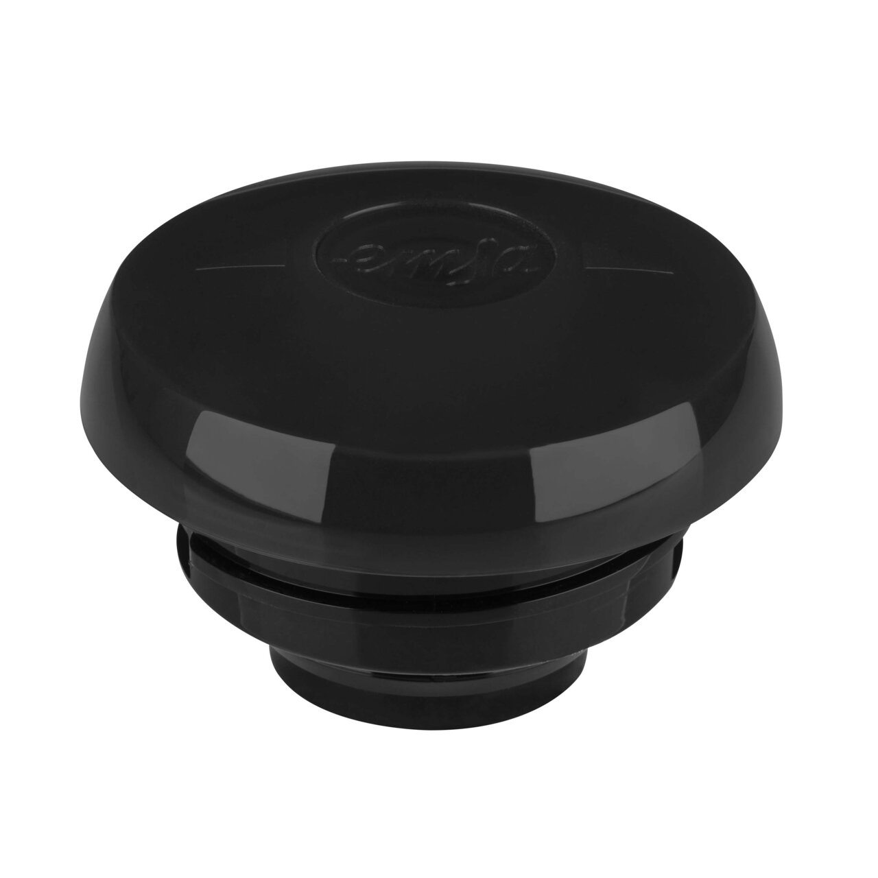 Schwarzer Deckel einer Isolierkanne SAMBA, Ansicht von oben