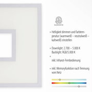 Moderne witte plafondlamp RECESS met dimbare lichtsterkte en instelbare kleurtemperatuur, inclusief infraroodafstandsbediening en geheugenfunctie, zijaanzicht.