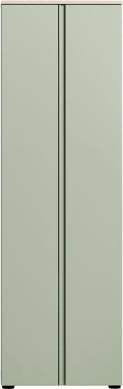Moderner Garderobenschrank in hellem Grün mit zwei Türen, Frontalansicht