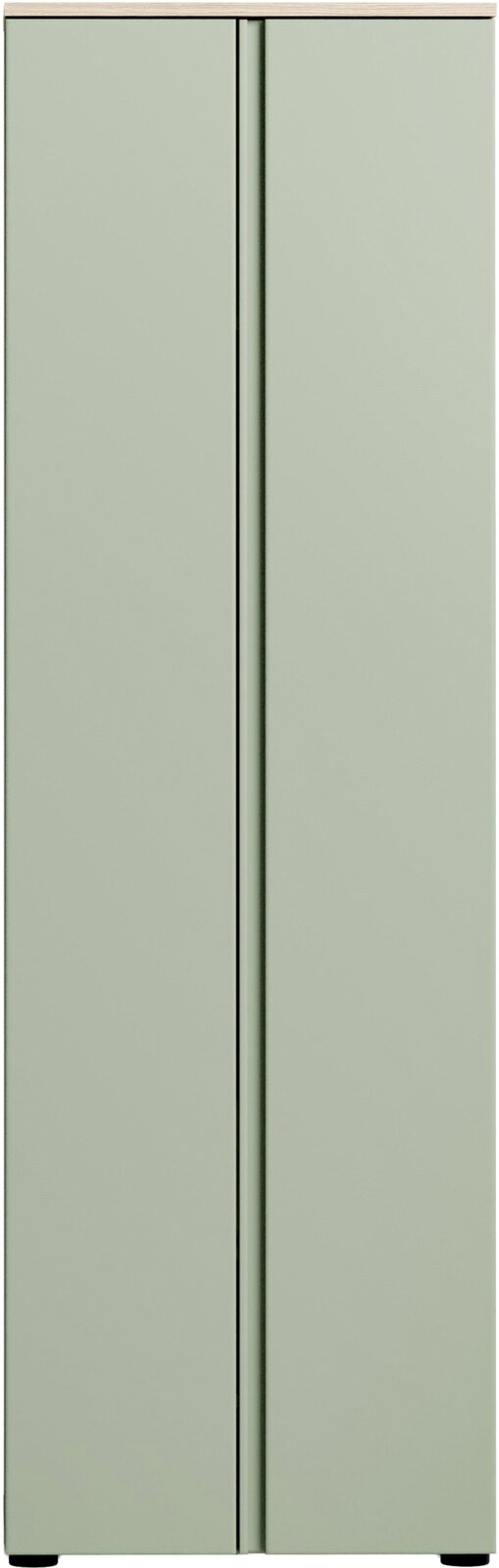 Moderner Garderobenschrank in hellem Grün mit zwei Türen, Frontalansicht