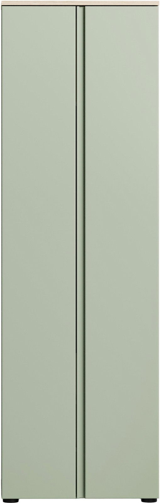 Moderner Garderobenschrank in hellem Grün mit zwei Türen, Frontalansicht
