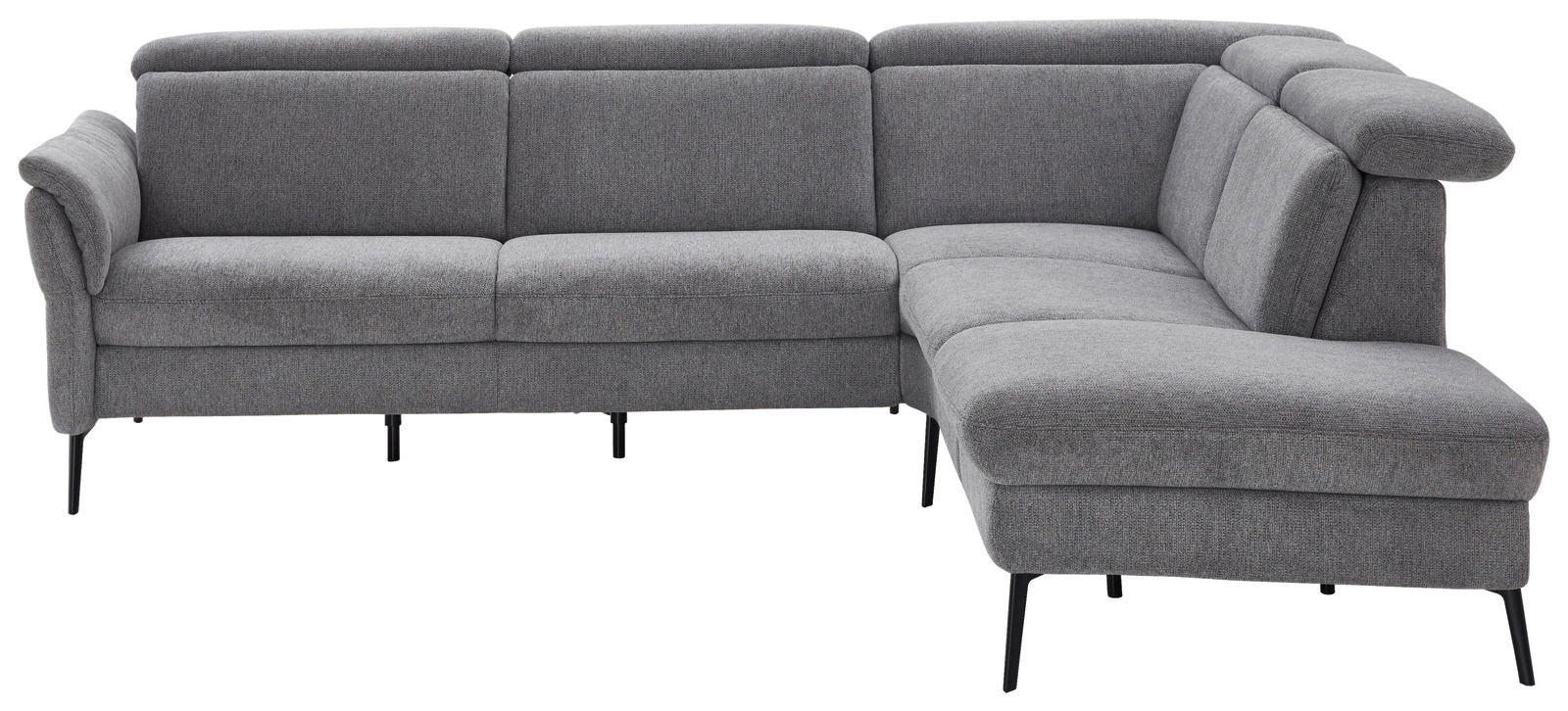 Graue Eckgarnitur mit modernem Design, Vorderansicht