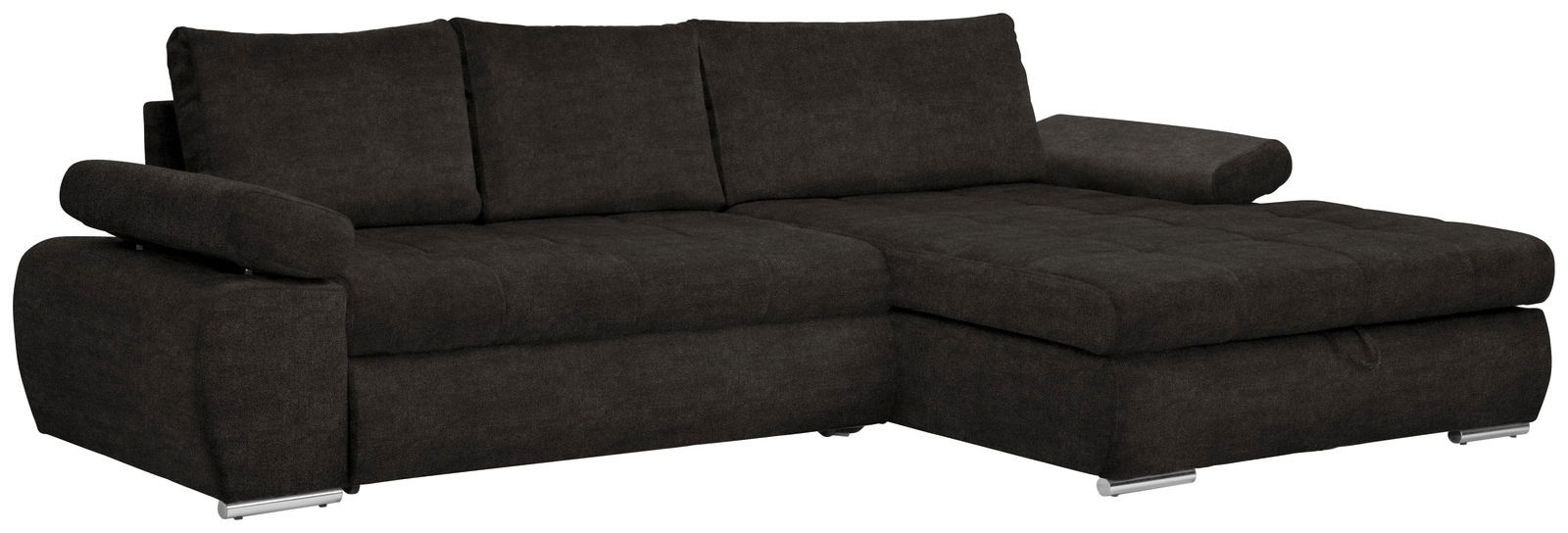 Dunkelbraunes Ecksofa mit Ottomane rechts, Vorderansicht