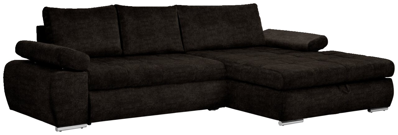 Dunkelbraunes Ecksofa mit Ottomane rechts, Vorderansicht