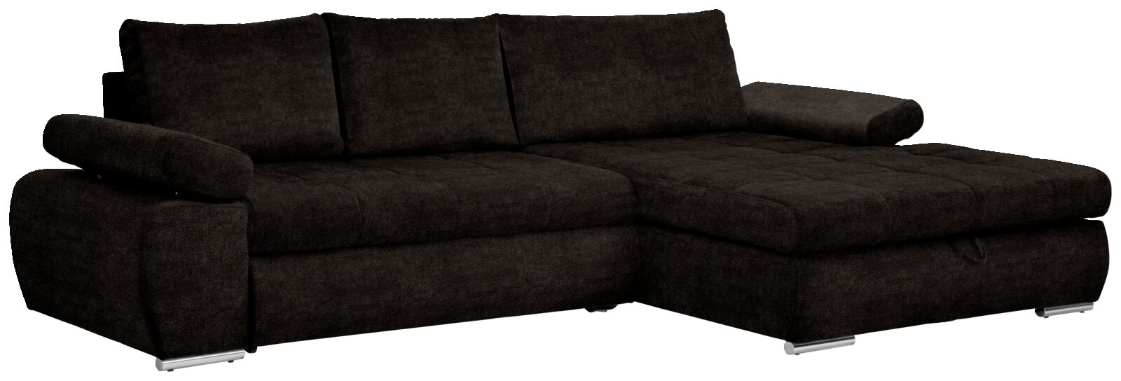 Ti´me Ecksofa INFERNO Dunkelbraunes Ecksofa mit Ottomane rechts, Vorderansicht
