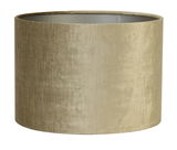 Zylindrischer Lampenschirm in beige aus Stoff, seitliche Perspektive