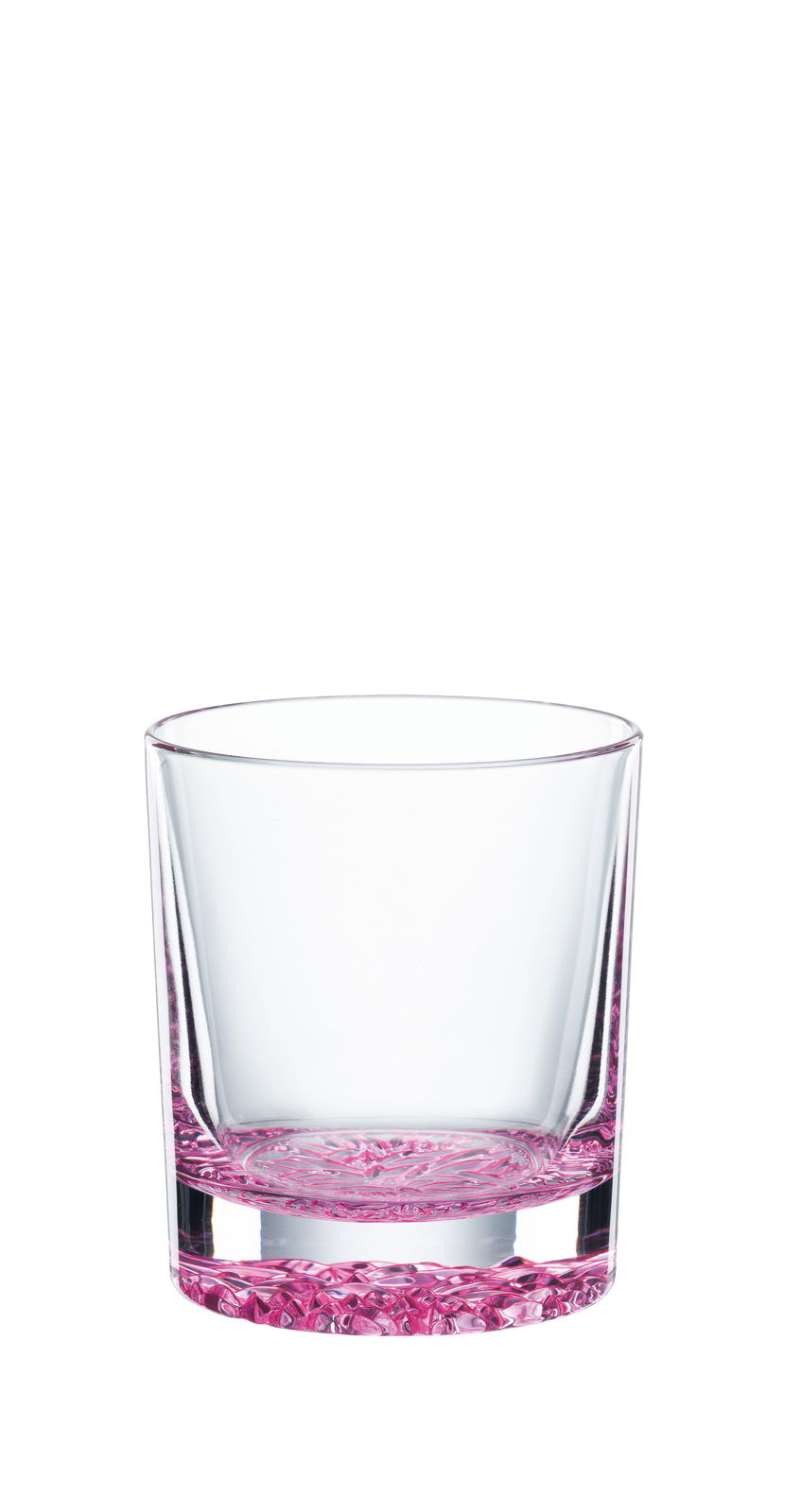 Trinkbecher mit rosa Boden, frontal fotografiert