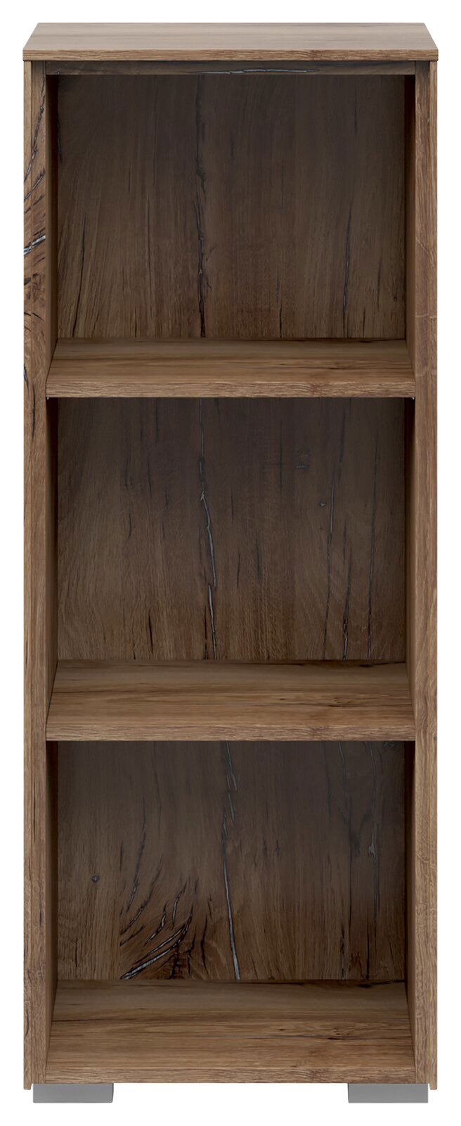 Holz-Aktenregal mit drei offenen Fächern, frontale Ansicht