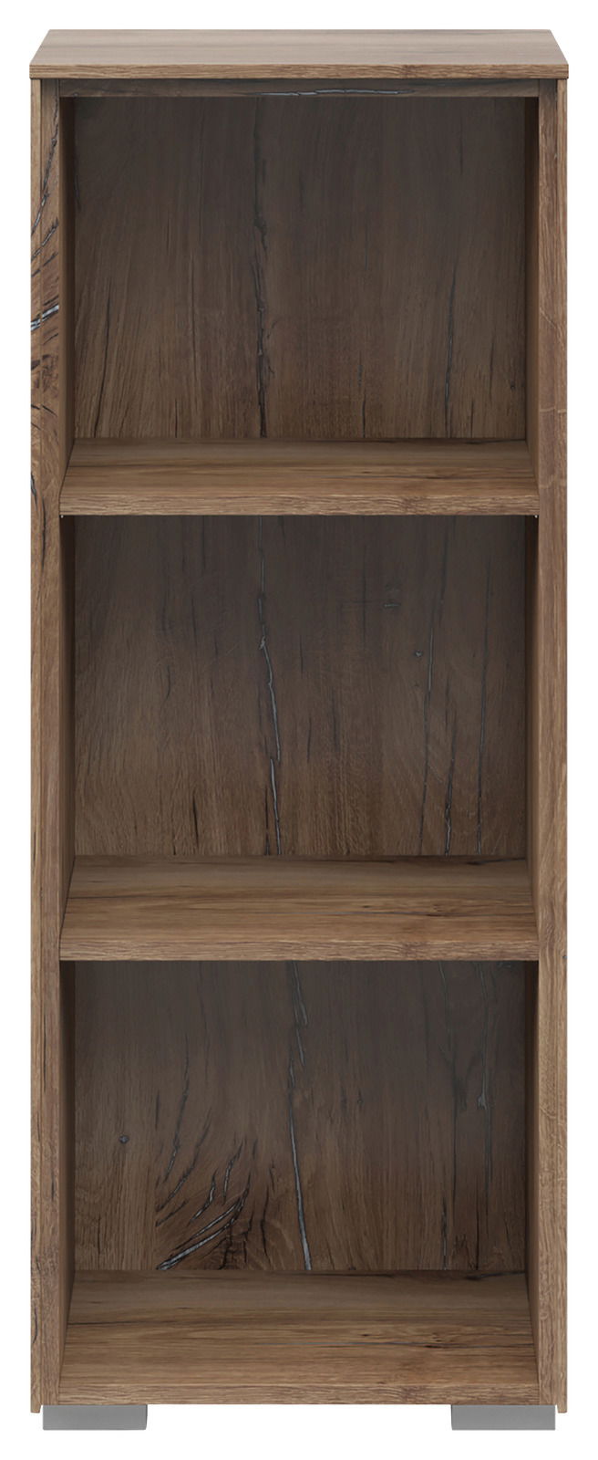 Holz-Aktenregal mit drei offenen Fächern, frontale Ansicht