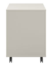 Rollcontainer in Beige, Vorderansicht mit Rollen
