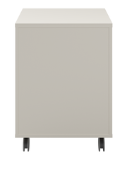 Rollcontainer in Beige, Vorderansicht mit Rollen