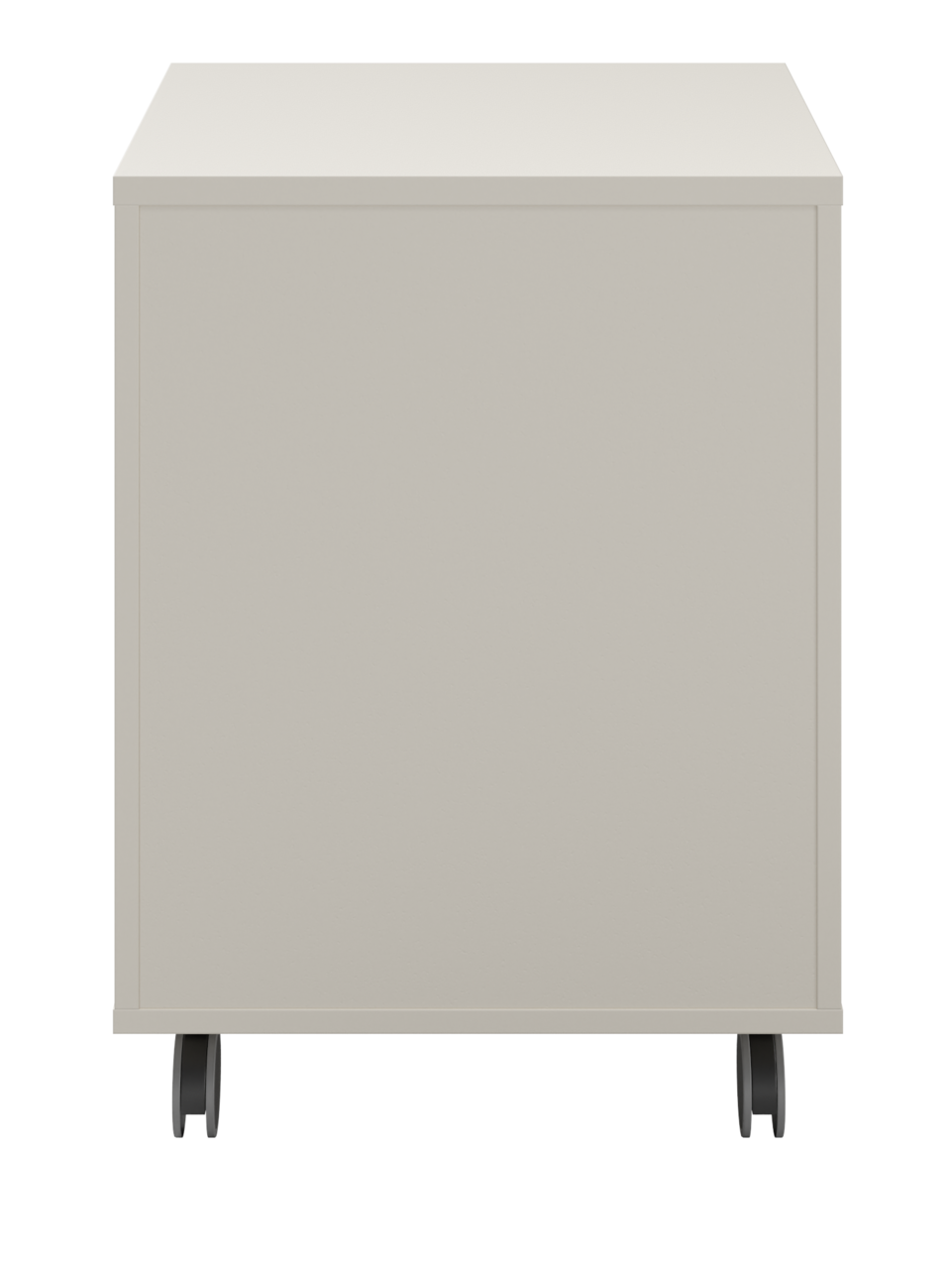 Rollcontainer in Beige, Vorderansicht mit Rollen