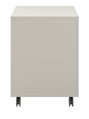 Rollcontainer in Beige, Vorderansicht mit Rollen