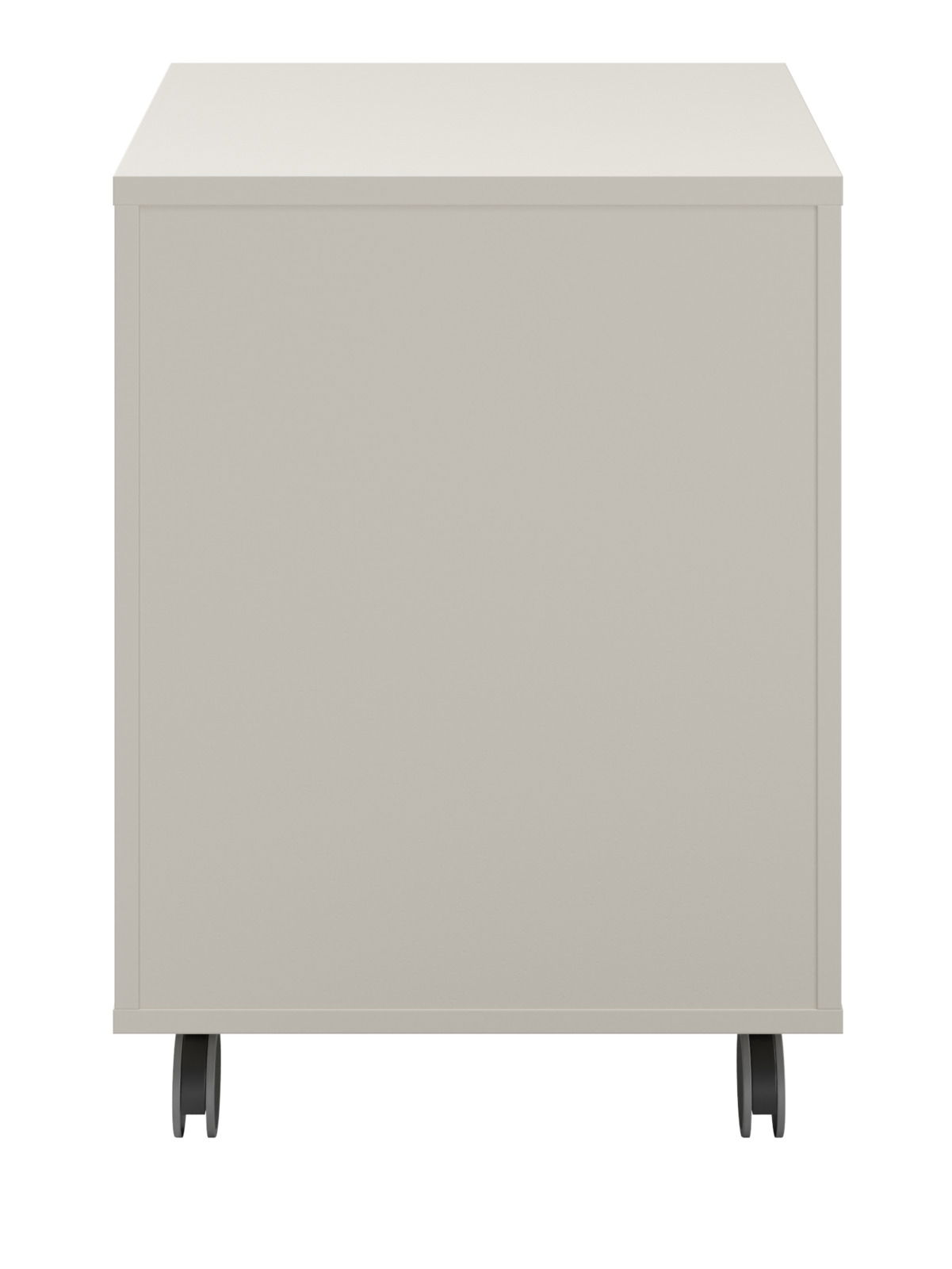 Rollcontainer in Beige, Vorderansicht mit Rollen