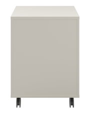 Rollcontainer in Beige, Vorderansicht mit Rollen