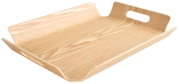 Houten dienblad met natuurlijke nerf en ingebouwde handgrepen, zijaanzicht