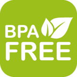 Grünes BPA-frei Symbol mit weißen Blättern, Vorderansicht