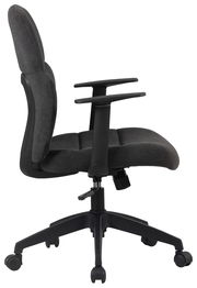 Grauer Drehstuhl mit Armlehnen, Seitenansicht