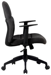 Grauer Drehstuhl mit Armlehnen, Seitenansicht