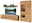 Wandkombination aus Holz mit TV-Board, Regal und Vitrine, frontal betrachtet.