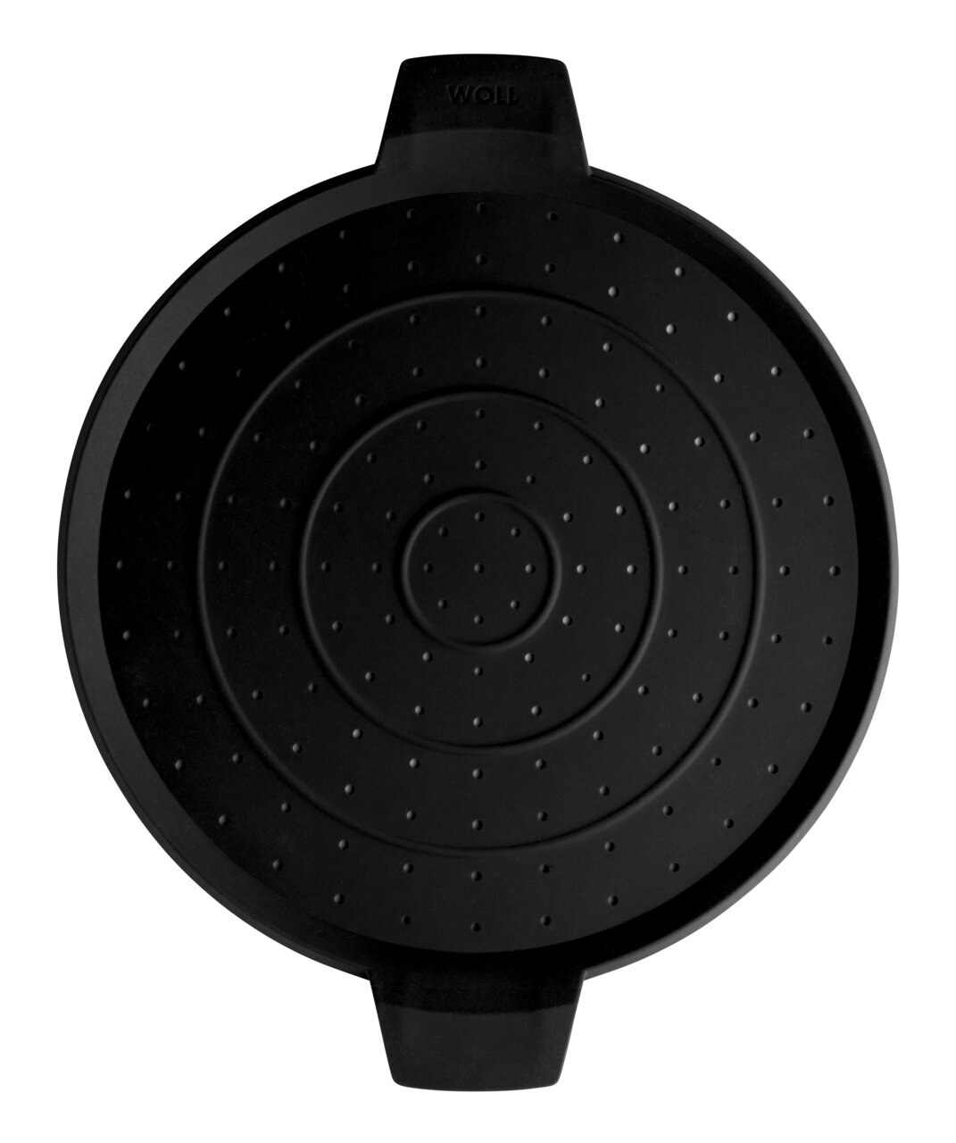 Schwarzer Spritzschutz mit einem Durchmesser von 28 cm, Draufsicht