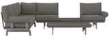 Graues Lounge-Set in L-Form mit Tisch, seitliche Perspektive