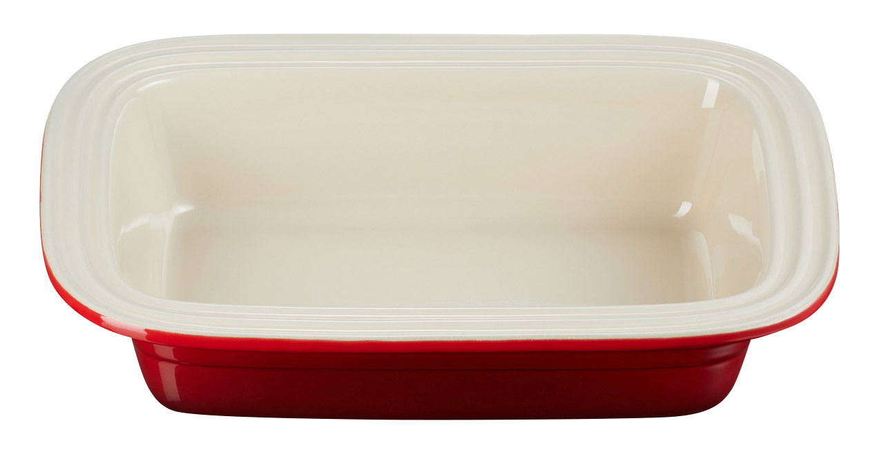 Rote Lasagneform aus Keramik, Ansicht von oben