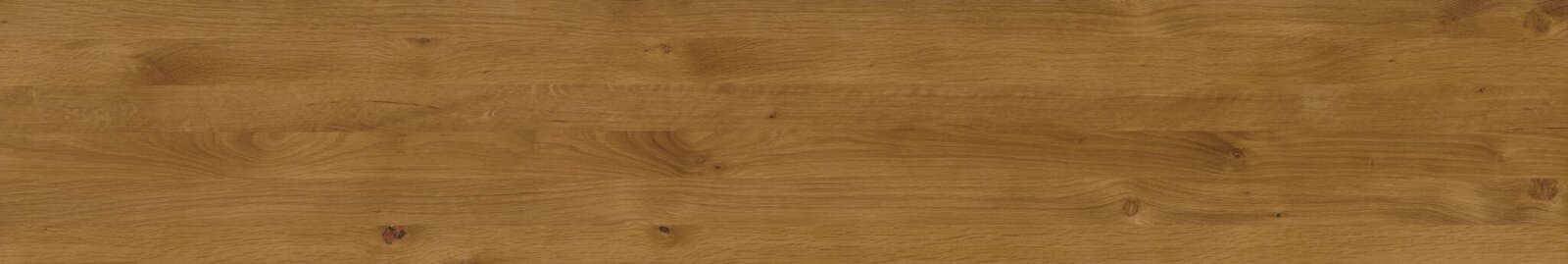 Natürliche Holzoberfläche in warmem Eichenfarbton mit sichtbarer Maserung und Astlöchern, Ansicht von oben (Draufsicht)