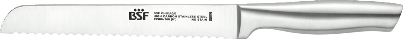 BSF Brotmesser CHICAGO Brotmesser Chicago aus Edelstahl mit Wellenschliff, seitliche Ansicht